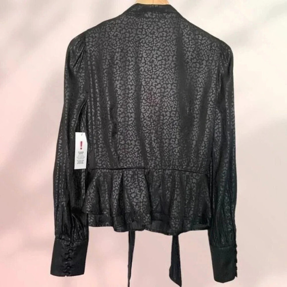 BARDOT Tie Blouse in Satin Black Leopard - Picture 10 of 16